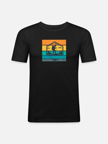 Hiking retro - Men's Slim Fit T-Shirt - black