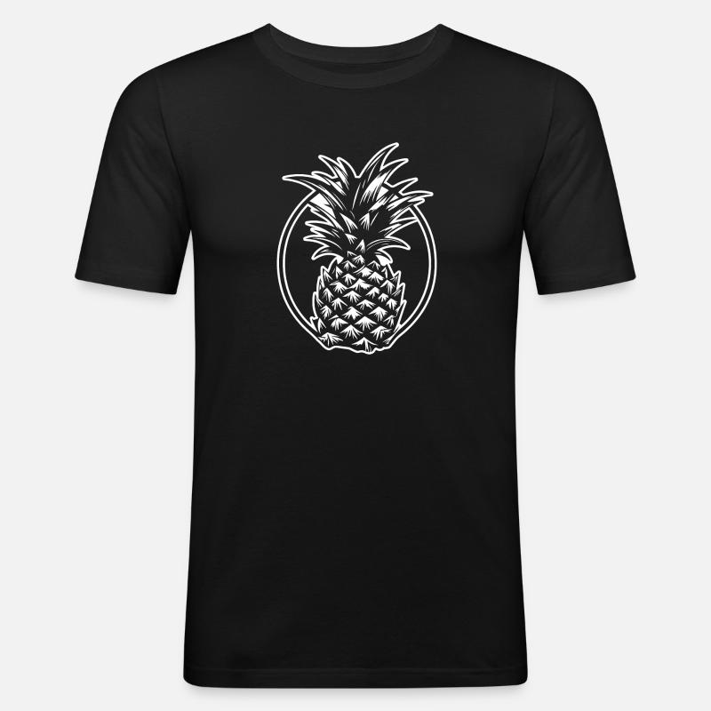 Ananas - Männer Slim Fit T-Shirt - Schwarz