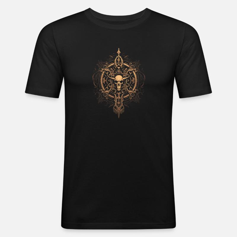 Dunkle Mächte, schauriger Schädel, Halloween - Männer Slim Fit T-Shirt - Schwarz