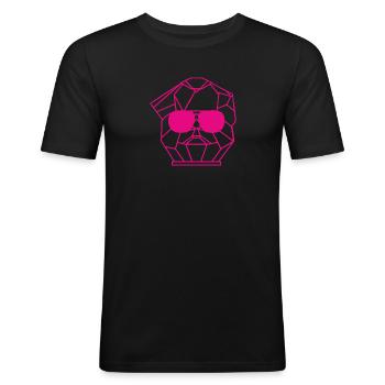 PINK IS THE NEW RED! - Männer Slim Fit T-Shirt - Schwarz - Vorne - Nik (191cm)