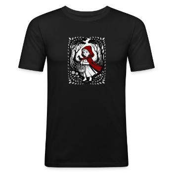Rotkäppchen: Märchen im Wald - Männer Slim Fit T-Shirt - Schwarz - Vorne - Nik (191cm)