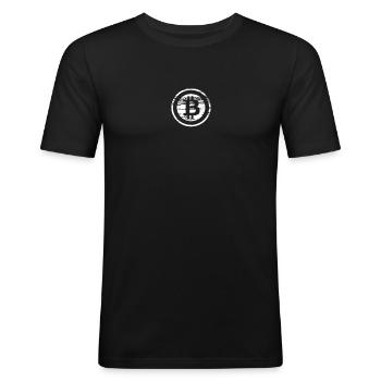Bitcoin (Bitcoin) - Männer Slim Fit T-Shirt - Schwarz - Vorne - Nik (191cm)