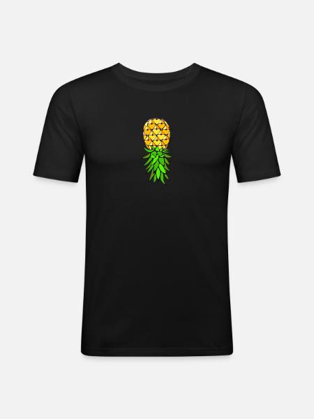 Sjov på hovedet ananas swinger merchandise - Herre Slim Fit T-Shirt - sort