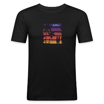 Coole Belize Surfing Fan Beach Palme - Männer Slim Fit T-Shirt - Schwarz - Vorne - Nik (191cm)