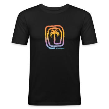 Cool American Samoa Polynesia Palm Tree Souvenir - Men's Slim Fit T-Shirt - black - Front - Nik (191cm)