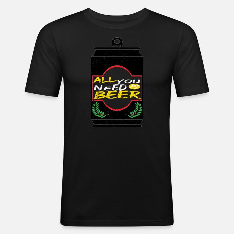 Bier Biertrinker Bierdose Bierflasche - Männer Slim Fit T-Shirt - Schwarz