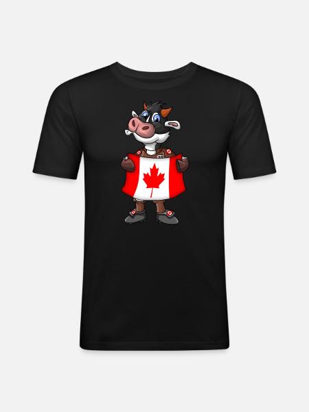 Ventilateur de vache Canada - T-shirt près du corps Homme - noir