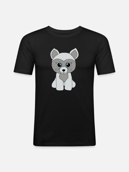 Süßer grauer Hund - Männer Slim Fit T-Shirt - Schwarz
