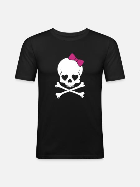 Mädchen Totenkopf - Männer Slim Fit T-Shirt - Schwarz