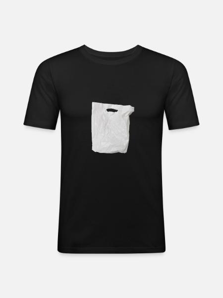 weisse Tüte - Männer Slim Fit T-Shirt - Schwarz