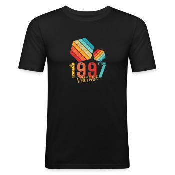 Edition Limitée Vintage Anniversaire Vintage 1997 - T-shirt près du corps Homme - noir - Devant - Nik (191cm)