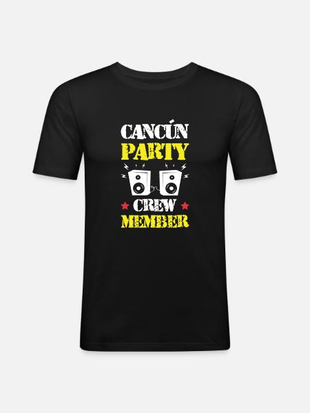 Cancun Party Crew - Männer Slim Fit T-Shirt - Schwarz