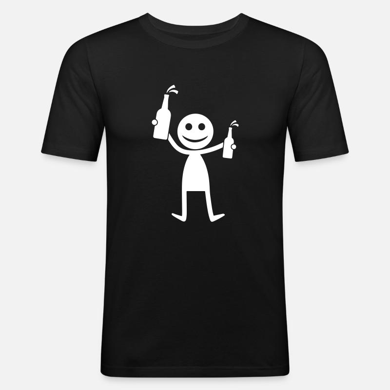 Bier Party Silhouette - Männer Slim Fit T-Shirt - Schwarz
