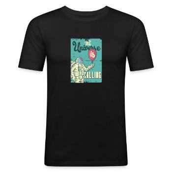 The Universe is Calling Geschenkidee - T-shirt près du corps Homme - noir - Devant - Nik (191cm)