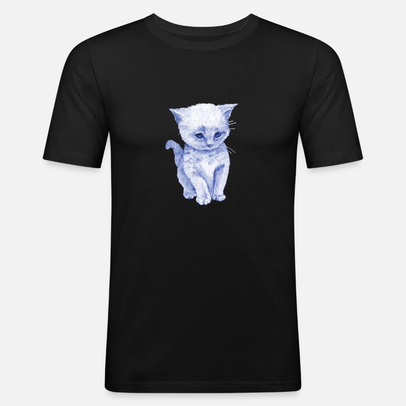 Schmuse Katze - Männer Slim Fit T-Shirt - Schwarz