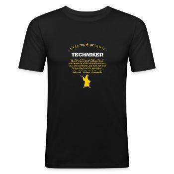 Techniker - Männer Slim Fit T-Shirt - Schwarz - Vorne - Nik (191cm)