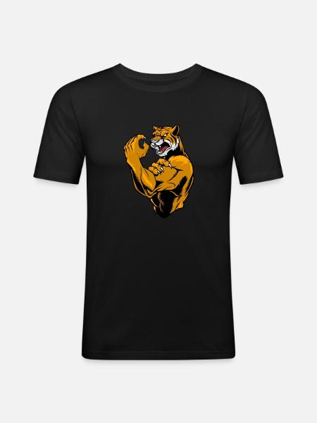 Tiger fighter - Men's Slim Fit T-Shirt - black