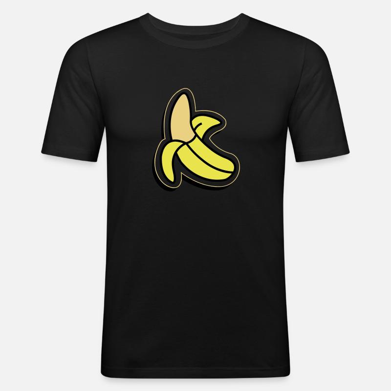 Halb geschälte Banane - Männer Slim Fit T-Shirt - Schwarz