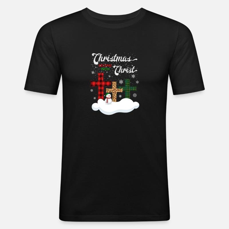 Weihnachten beginnt mit Christus - Männer Slim Fit T-Shirt - Schwarz