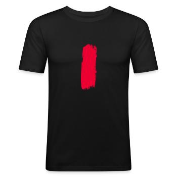 Le trait rouge - T-shirt près du corps Homme - noir - Devant - Nik (191cm)