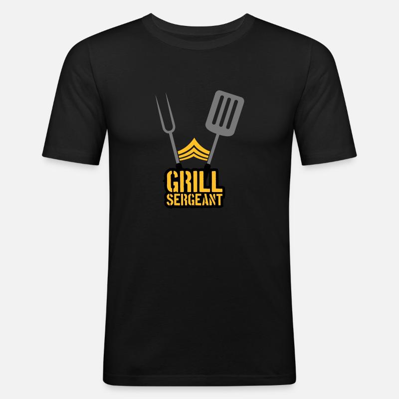 Grillparty Grill Sergeant Barbecue - Männer Slim Fit T-Shirt - Schwarz