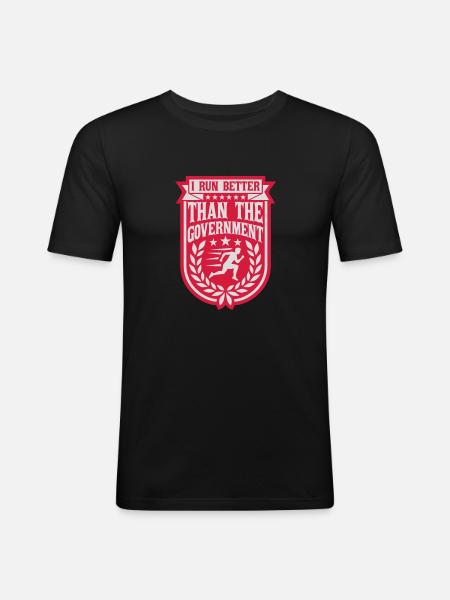 run better than government - Men's Slim Fit T-Shirt - black