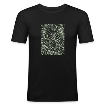Geometric Print - Men's Slim Fit T-Shirt - black - Front - Nik (191cm)