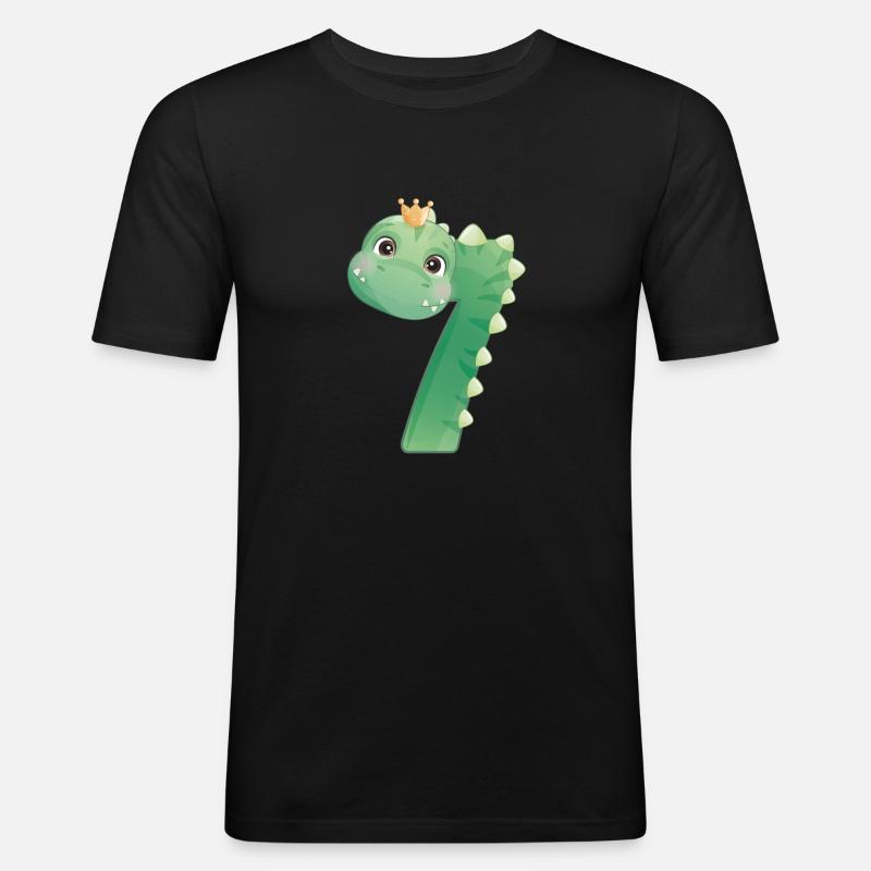 Dino 7 - Männer Slim Fit T-Shirt - Schwarz