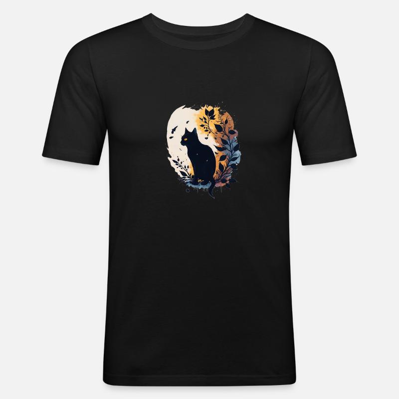 Große schwarze Katze - Männer Slim Fit T-Shirt - Schwarz