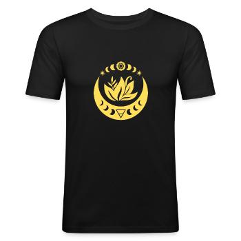 Symbole d’harmonie ésotérique - T-shirt près du corps Homme - noir - Devant - Nik (191cm)