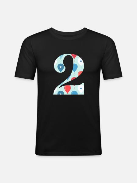 2nd anniversary balloon - Men's Slim Fit T-Shirt - black