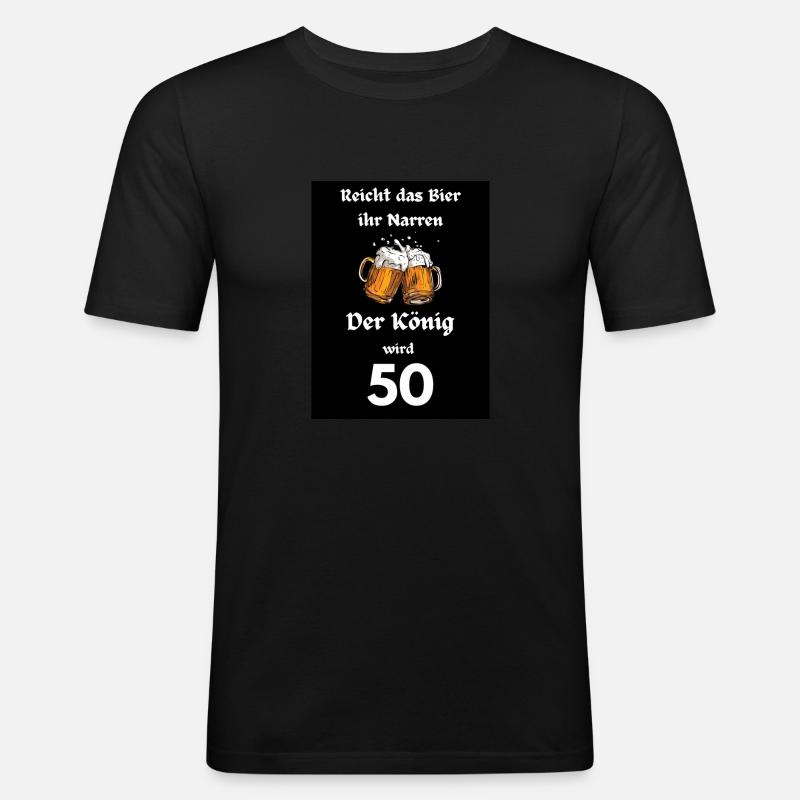 Reicht das Bier 50 - Männer Slim Fit T-Shirt - Schwarz