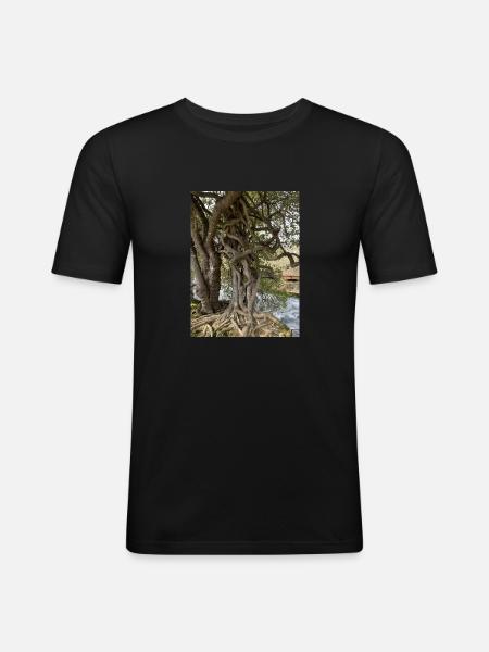 Baum, Kraft der Natur - Männer Slim Fit T-Shirt - Schwarz