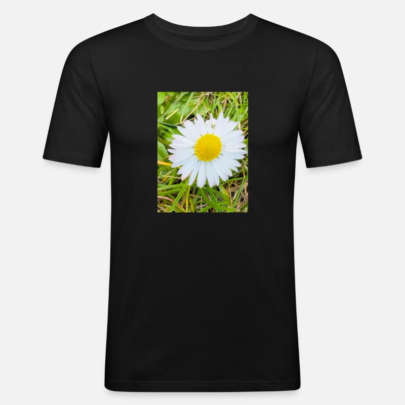 Sonniges Gänseblümchen - Männer Slim Fit T-Shirt - Schwarz
