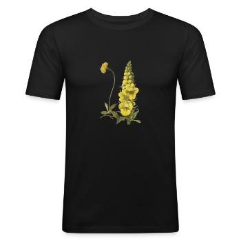 Königskerze Verbascum Blume - Männer Slim Fit T-Shirt - Schwarz - Vorne - Nik (191cm)