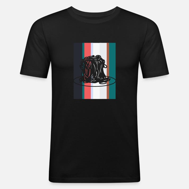 Nudeln Teigwaren - Männer Slim Fit T-Shirt - Schwarz
