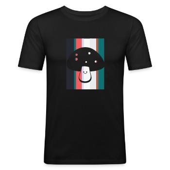 Vegetarisch Schwaemme Pilzsammeln - Männer Slim Fit T-Shirt - Schwarz - Vorne - Nik (191cm)