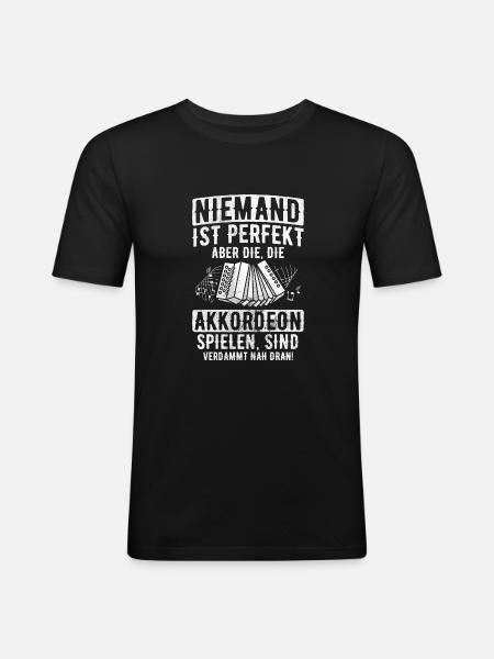 Akkordeon Musik - Männer Slim Fit T-Shirt - Schwarz