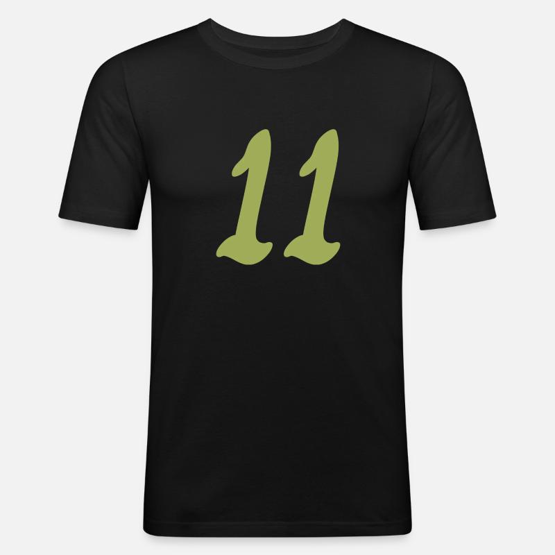 11 - Männer Slim Fit T-Shirt - Schwarz