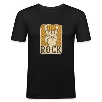 Rock 'n' Roll - Männer Slim Fit T-Shirt - Schwarz - Vorne - Nik (191cm)