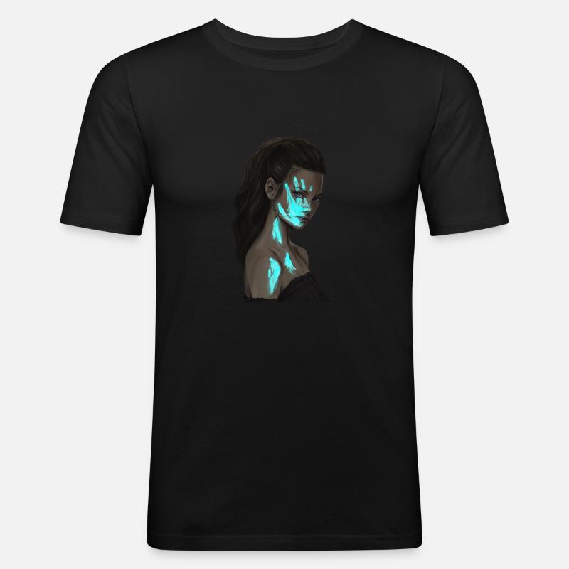 Blue Paint - Männer Slim Fit T-Shirt - Schwarz