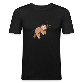 indolence - T-shirt près du corps Homme - noir - Devant - Nik (191cm)