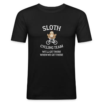 Sloth Cycling Team - Männer Slim Fit T-Shirt - Schwarz - Vorne - Nik (191cm)