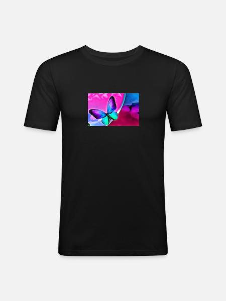 papillon - T-shirt près du corps Homme - noir