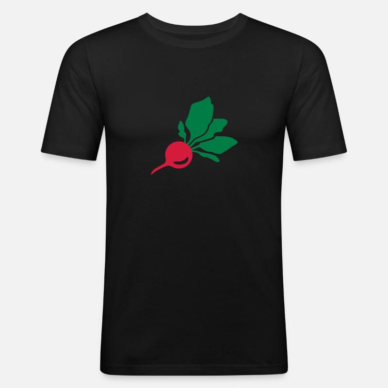 Radieschen - Männer Slim Fit T-Shirt - Schwarz