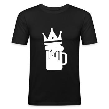Bierkönig / King of Beer / Holiday - Party - T-shirt près du corps Homme - noir - Devant - Nik (191cm)