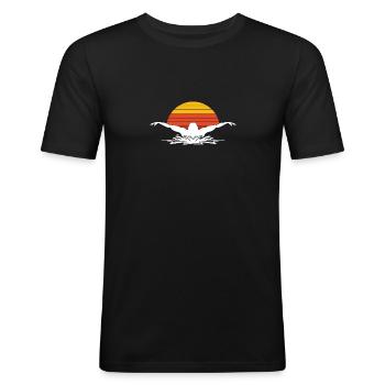 Schwimmer Wassersport - Männer Slim Fit T-Shirt - Schwarz - Vorne - Nik (191cm)