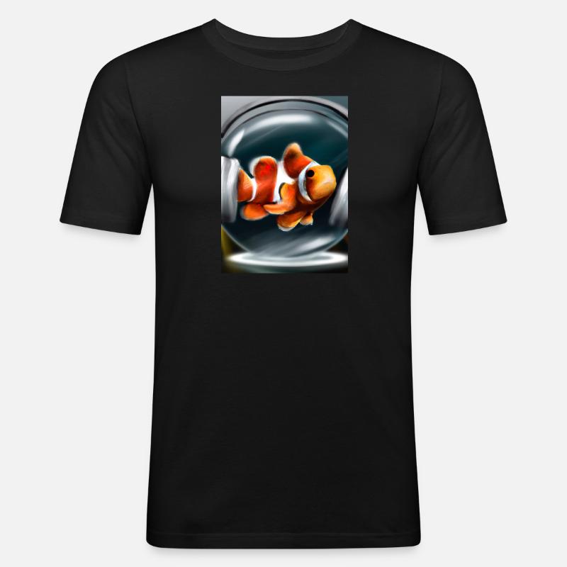 Clownfisch Kopfhörer - Männer Slim Fit T-Shirt - Schwarz