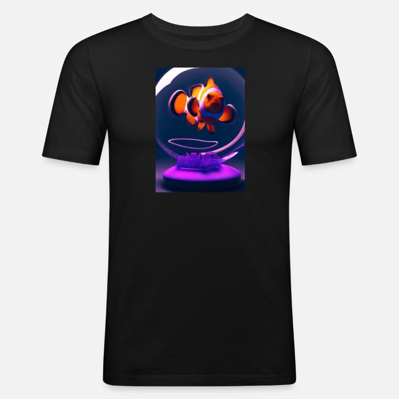 Clownfisch Kopfhörer - Männer Slim Fit T-Shirt - Schwarz