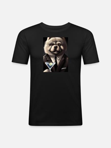 Chow Chow Anzug Martini - Männer Slim Fit T-Shirt - Schwarz